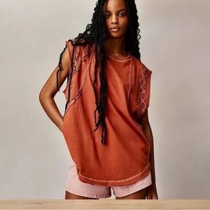 Free People Rust Short Sleeve Tee